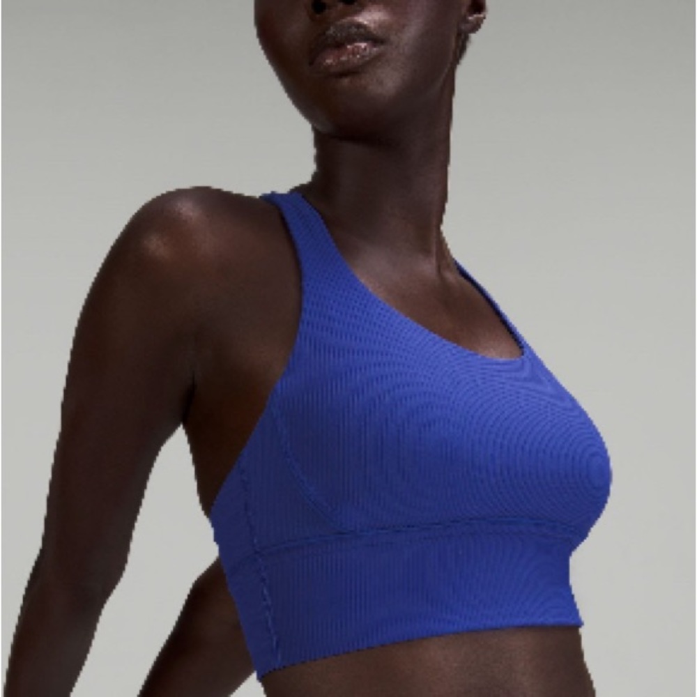 Lululemon longline energy bra ribbed blue, size 6
